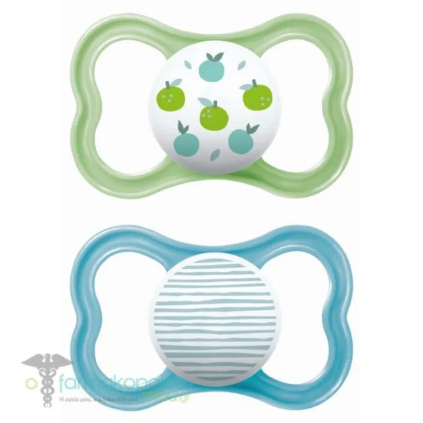 Mam Air Orthodontic Rubber Pacifier 6-16m, 2pcs - Πράσινο-Μπλε