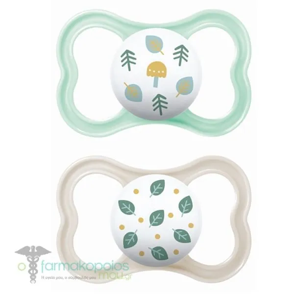 Mam Air Orthodontic Rubber Pacifier 6-16m, 2pcs - Γκρί-Γαλάζιο