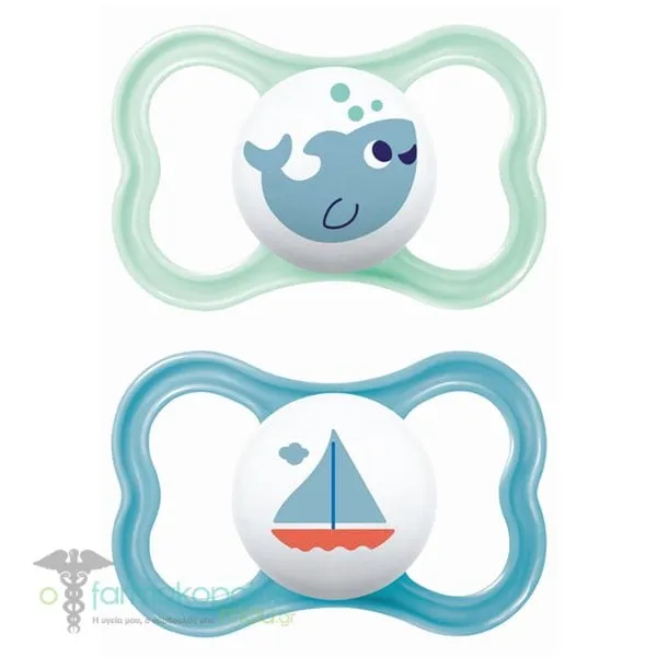 Mam Air Orthodontic Silicone Pacifier 6-16m, 2pcs - Βεραμάν-Λαχανί