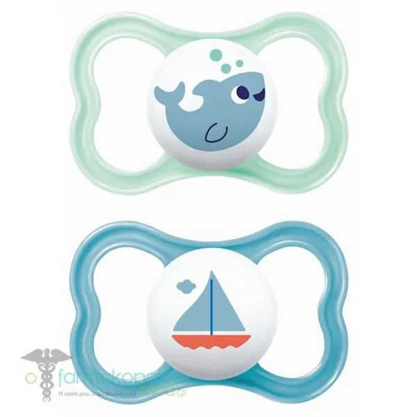 Mam Air Orthodontic Silicone Pacifier 6-16m, 2pcs - Τιρκουάζ-Μπλε