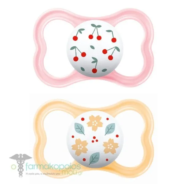 Mam Air Orthodontic Rubber Pacifier 6-16m, 2pcs - Ροζ-Πορτοκαλί