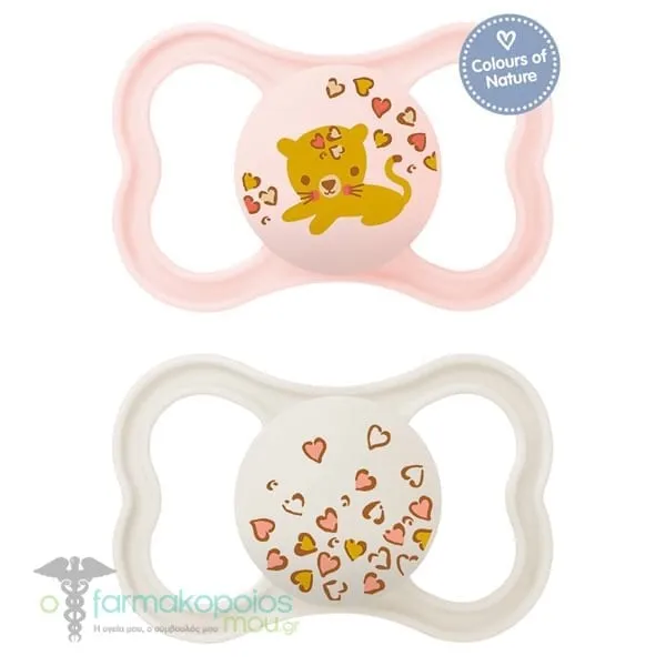 Mam Air Orthodontic Silicone Soother 6m+ (215S), 2pcs - Ροζ-Λευκο
