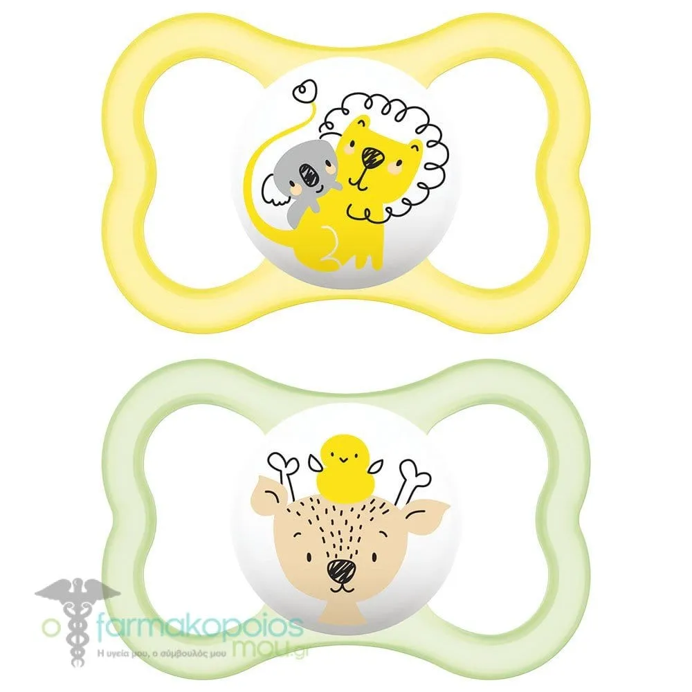 Mam Air Orthodontic Silicone Soother 6m+ (215S), 2pcs - Κίτρινο