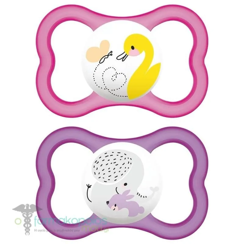 Mam Air Orthodontic Silicone Soother 6m+ (215S), 2pcs - Φούξια