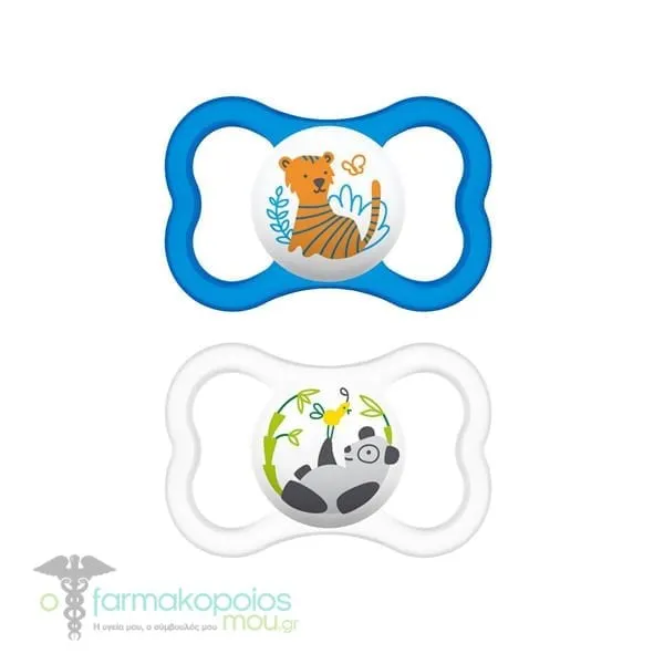 Mam Air Orthodontic Silicone Soother 6m+ (215S), 2pcs - Μπλε-Διάφανο