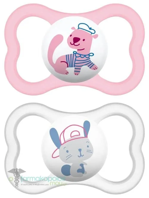 Mam Air Orthodontic Silicone Soother 6m+ (215S), 2pcs - Ρόζ