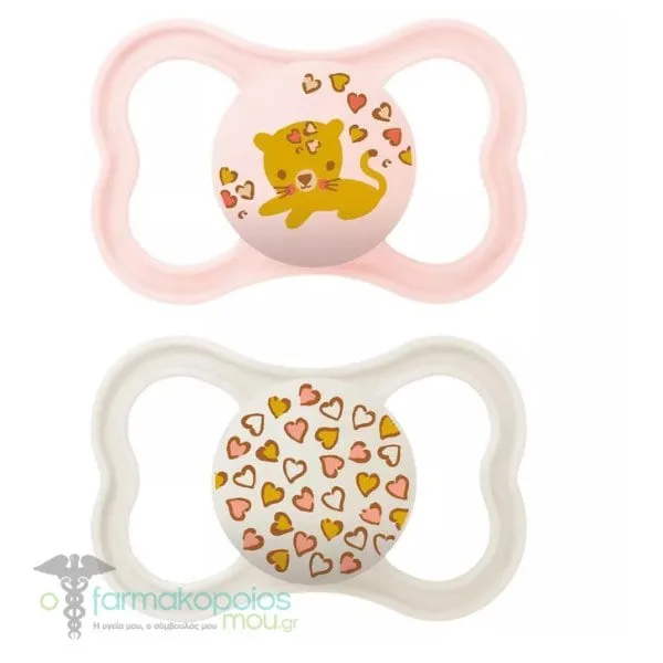Mam Air Orthodontic Silicone Soother 6m+ (215S), 2pcs - Ροζ-Μπεζ
