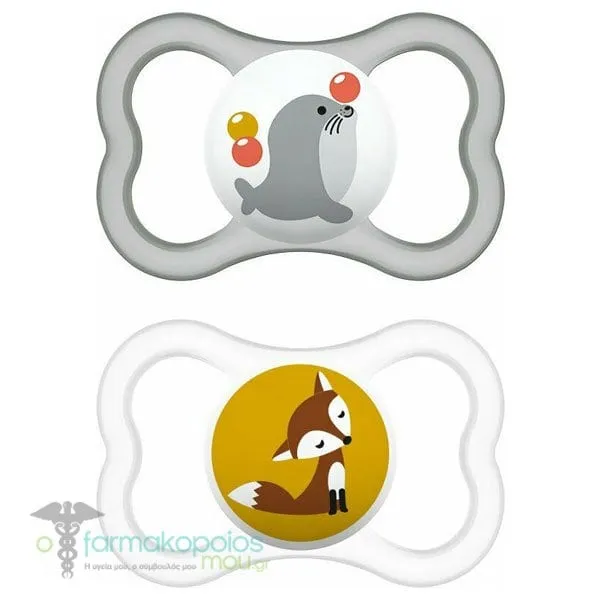 Mam Air Orthodontic Silicone Soother 6m+ (215S), 2pcs - Γκρι-Διάφανο