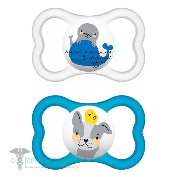Mam Air Orthodontic Silicone Soother 6m+ (215S), 2pcs - Λευκό-Μπλε