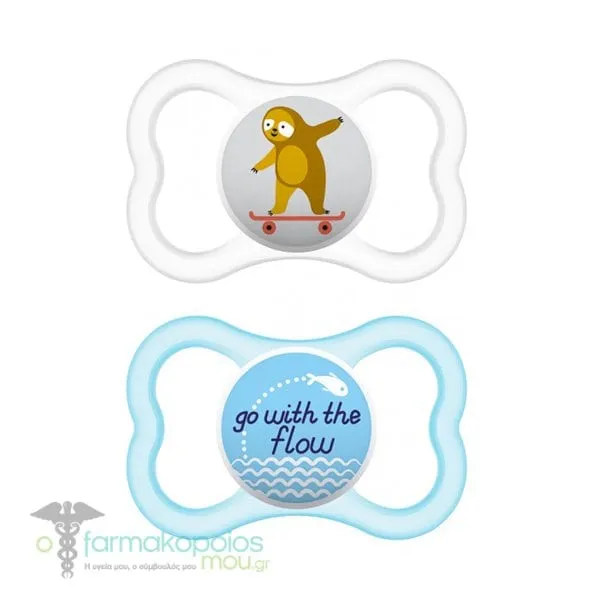 Mam Air Orthodontic Silicone Soother 6m+ (215S), 2pcs - Γαλάζιο-Διάφανο