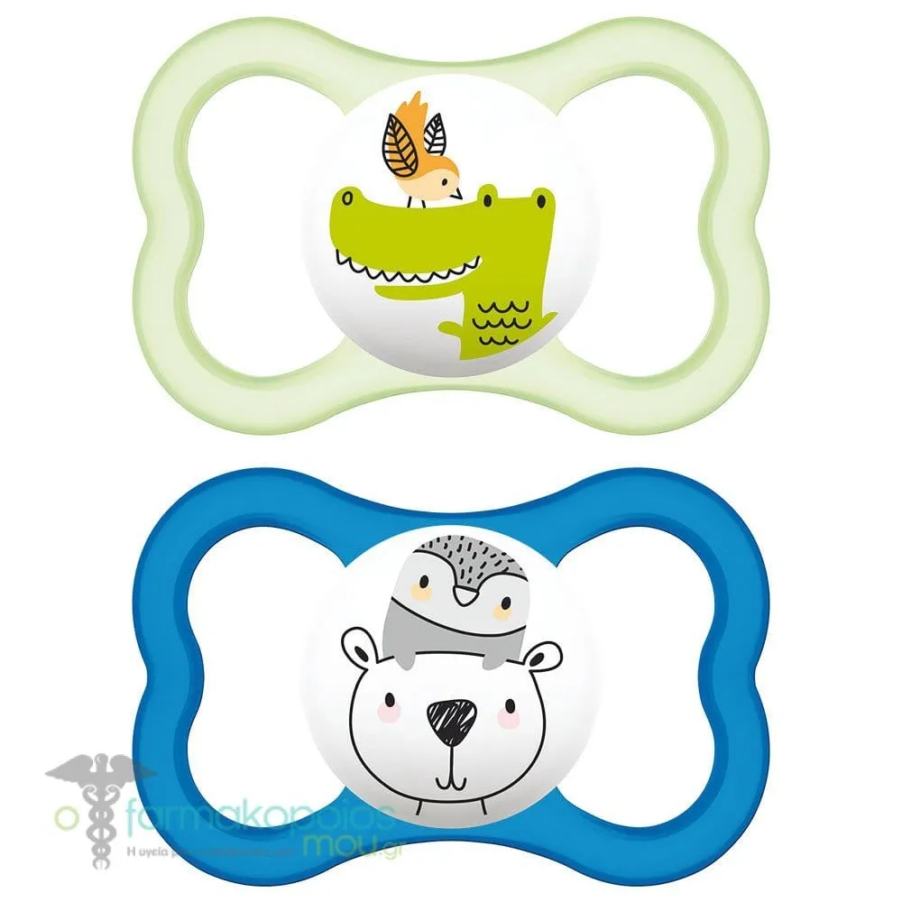 Mam Air Orthodontic Silicone Soother 6m+ (215S), 2pcs - Πρασινο