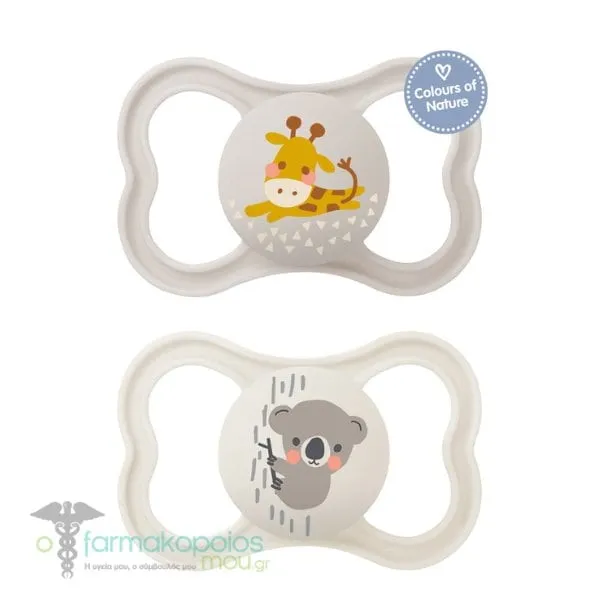 Mam Air Orthodontic Silicone Soother 6m+ (215S), 2pcs - Γκρι-Μπέζ