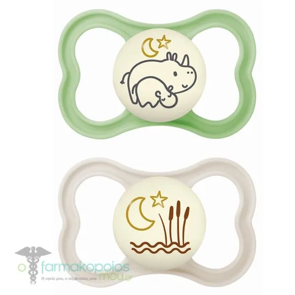 Mam Air Night Silicone Soother 16m+ (277S), 2pcs - Γκρί-Πράσινο