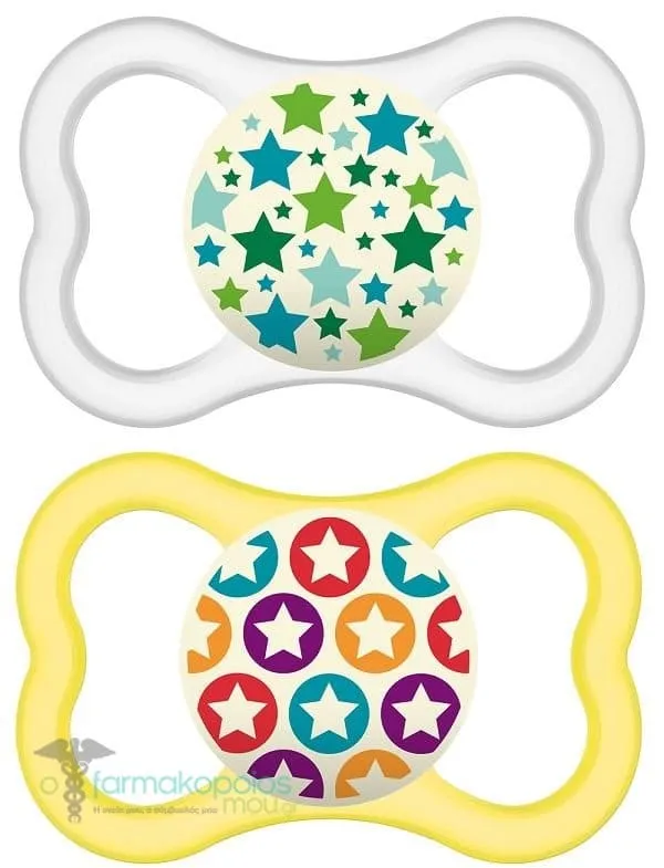 Mam Air Night Silicone Soother 16m+ (277S), 2pcs - Κίτρινο