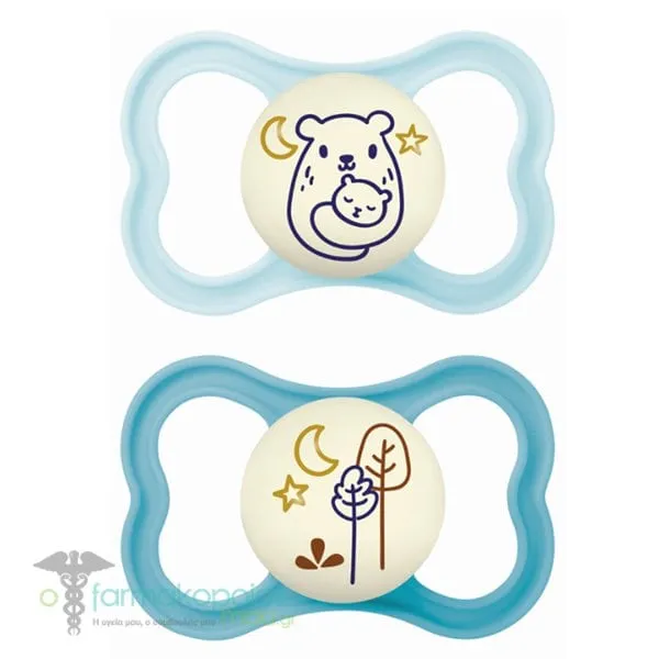 Mam Air Night Silicone Soother 16m+ (277S), 2pcs - Γαλάζιο-Μπλε
