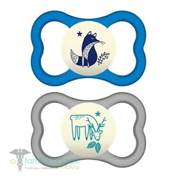 Mam Air Night Silicone Soother 16m+ (277S), 2pcs - Μπλε-Γκρι
