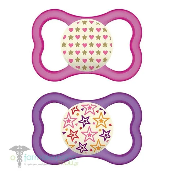 Mam Air Night Silicone Soother 16m+ (277S), 2pcs - Ρόζ-Μώβ