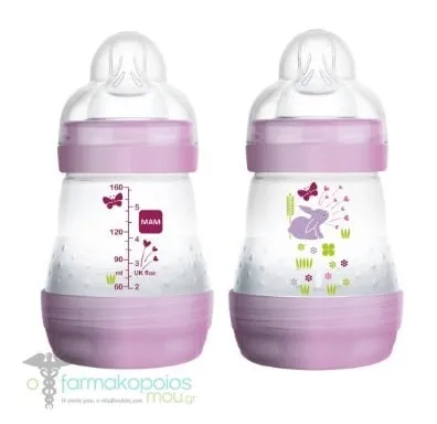 Mam Anti-Colic Mπιμπερό Κατά των Κολικών με Θηλή από Σιλικόνη από 0m+ (350S), 160ml - Ρόζ
