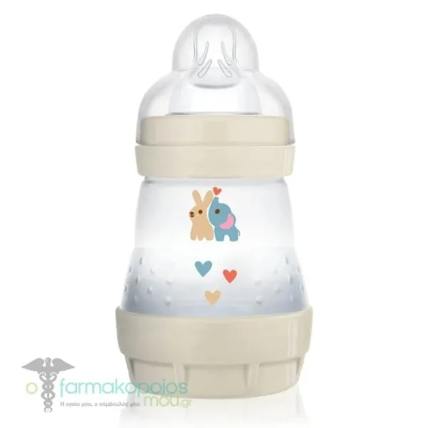 Mam Anti-Colic Baby Bottle Silicone Teat 0m+ (350S), 160ml - Μπέζ-Κουνέλι