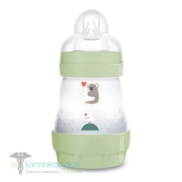 Mam Anti-Colic Baby Bottle Silicone Teat 0m+ (350S), 160ml - Πράσινο Κοάλα