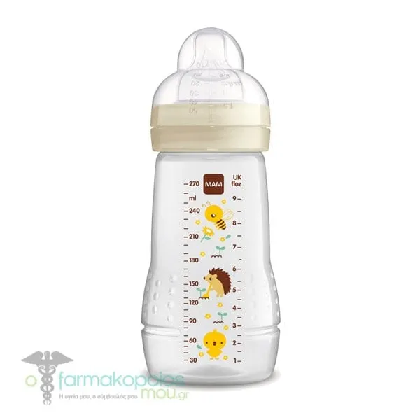 Mam Plastic Baby Bottle 2m+, 270ml - Λευκό-Μελισσούλα