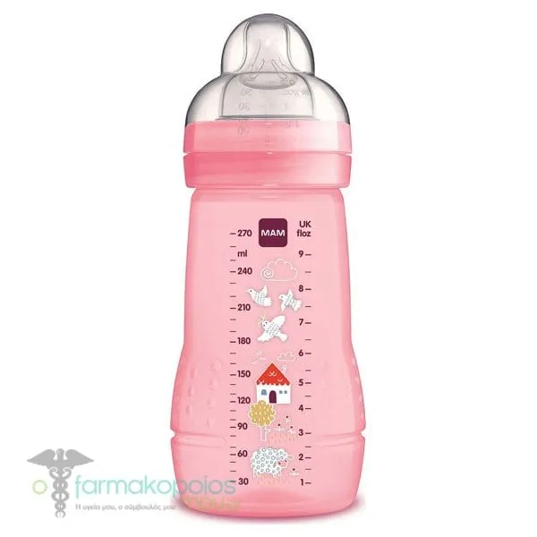 Mam Plastic Baby Bottle 2m+, 270ml - Ρόζ
