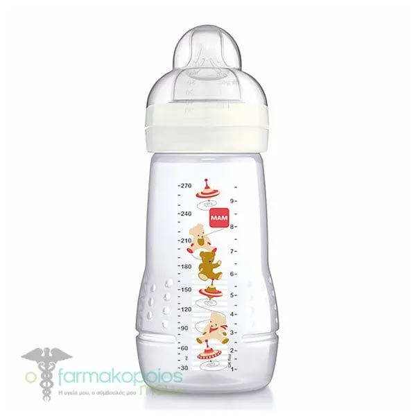 Mam Plastic Baby Bottle 2m+, 270ml - Άσπρο