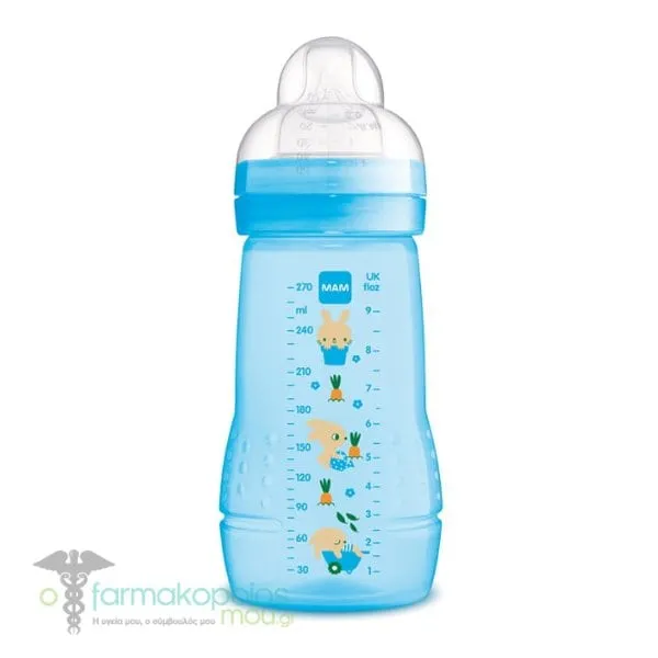 Mam Plastic Baby Bottle 2m+, 270ml - Μπλε Κουνελάκι