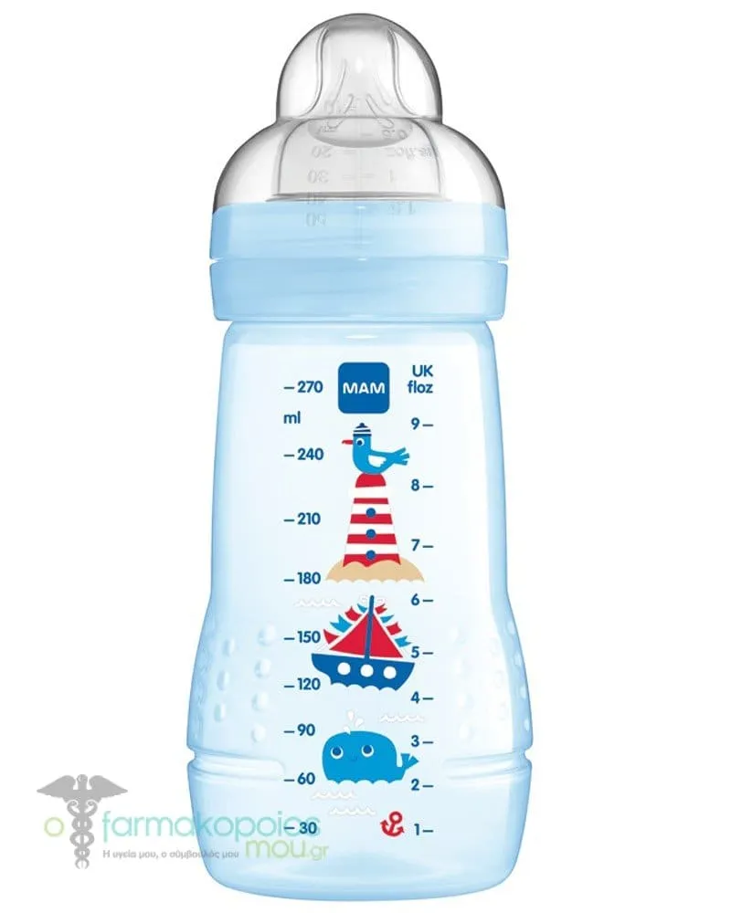 Mam Plastic Baby Bottle 2m+, 270ml - Μπλέ