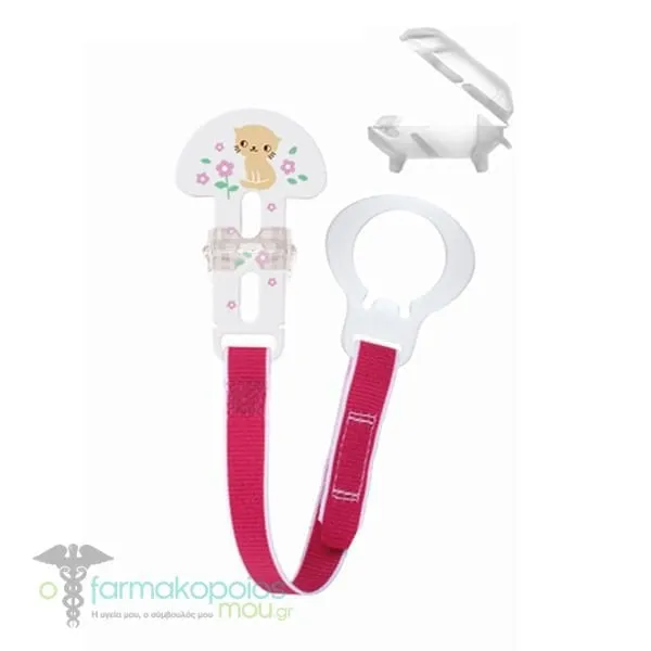 Mam Clip it! & Cover (335) Soother Clip & Teat Cover 0m+, 1pc - Ρόζ-Διάφανο
