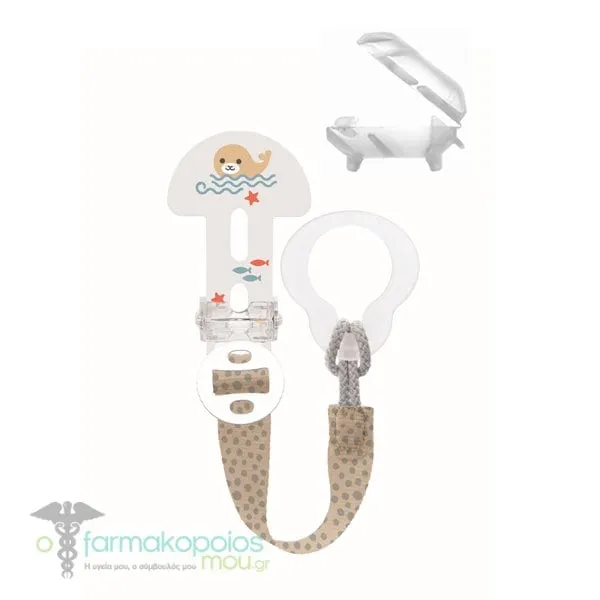 Mam Clip it! & Cover (335) Soother Clip & Teat Cover 0m+, 1pc - Μπεζ Φάλαινα