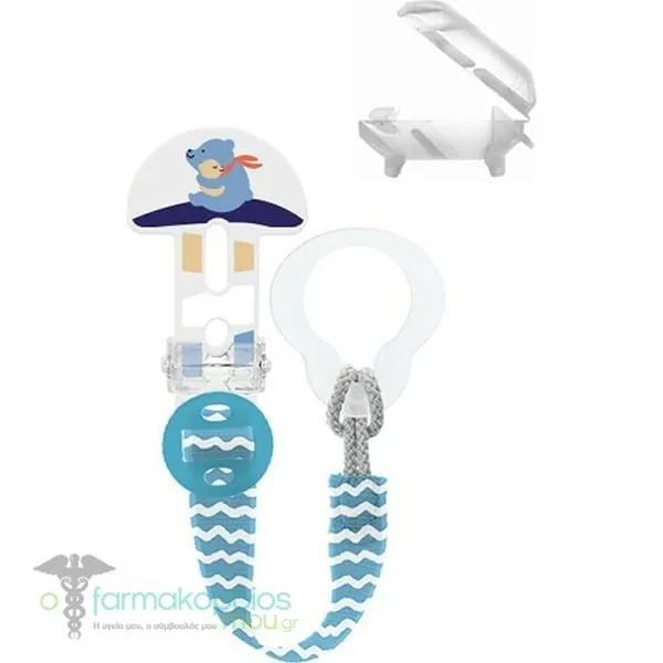 Mam Clip it! & Cover (335) Soother Clip & Teat Cover 0m+, 1pc - Γαλάζιο
