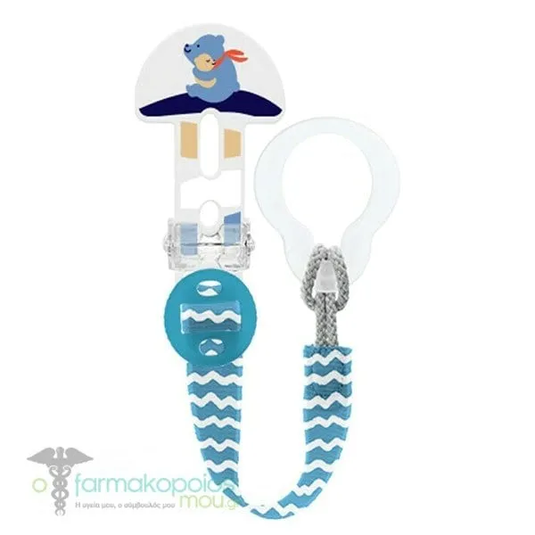 Mam Clip it! & Cover (335) Soother Clip & Teat Cover 0m+, 1pc - Λευκό-Μπλε
