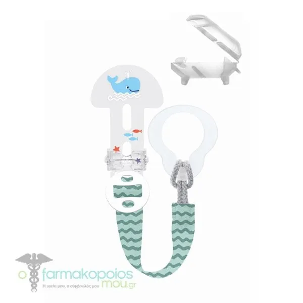 Mam Clip it! & Cover (335) Soother Clip & Teat Cover 0m+, 1pc - Φάλαινα- Νερό
