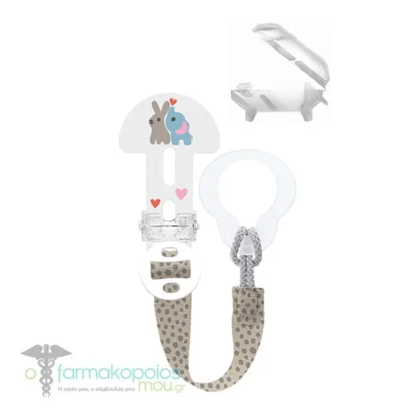 Mam Clip it! & Cover (335) Soother Clip & Teat Cover 0m+, 1pc - Μπεζ Κουνελάκι