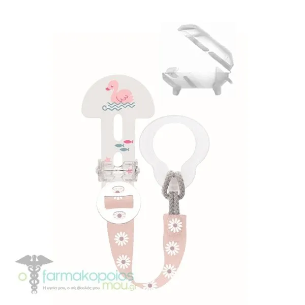 Mam Clip it! & Cover (335) Soother Clip & Teat Cover 0m+, 1pc - Ροζ Παπάκι
