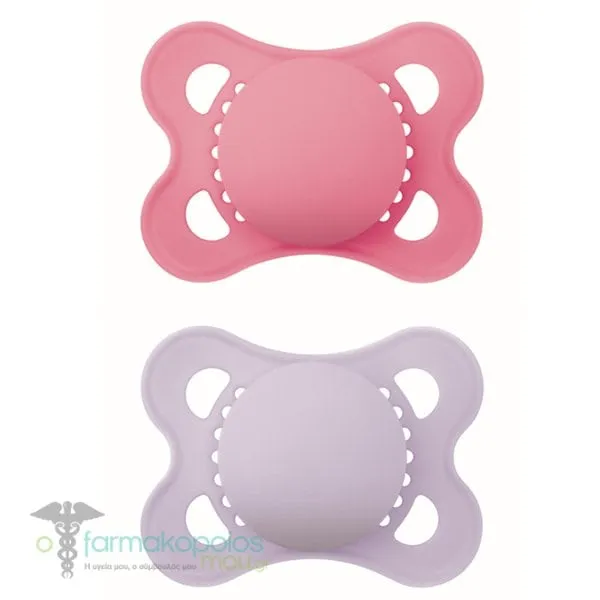 Mam Colors Of Nature Silicone Orthodontic Pacifier 2-6m +, 2pcs - Φούξια-Μώβ