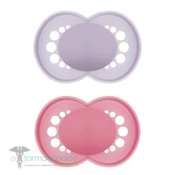 Mam Colors Of Nature Orthodontic Silicone Pacifier Monochrome 6-16m, 2pcs - Ρόζ-Μώβ
