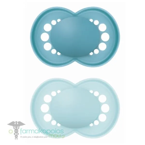 Mam Colors Of Nature Orthodontic Silicone Pacifier Monochrome 6-16m, 2pcs - Ανοιχτό Μπλε-Γαλάζιο