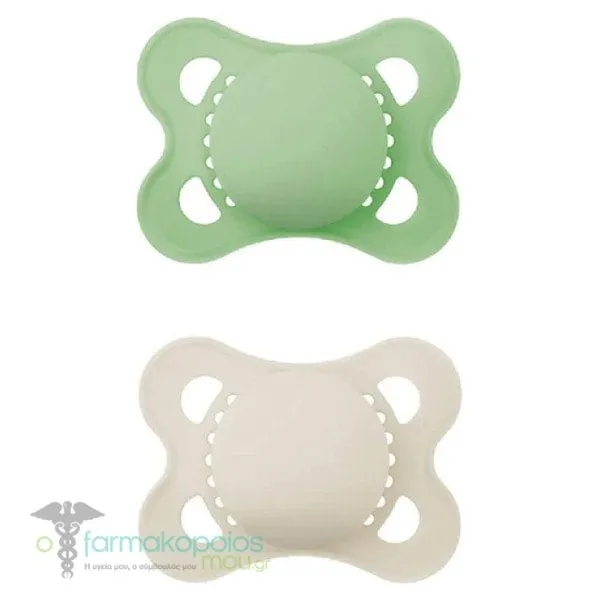 Mam Colors Of Nature Orthodontic Silicone Pacifier Monochrome 6-16m, 2pcs - Πράσινο-Μπέζ