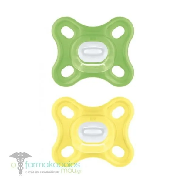 Mam Comfort Orthodontic Silicone Soother 0-2m (126S), 2pcs - Κίτρινο-Λαχανί