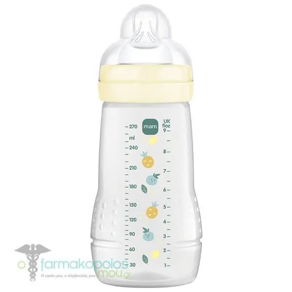 Mam Easy Active Πλαστικό Μπιμπερό 2m+, 270ml - Λευκό-Κίτρινο
