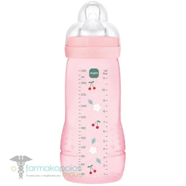 Mam Easy Active Baby Bottle Πλαστικό Μπιμπερό για Bρέφη 4+ μηνών, 330ml - Ρόζ
