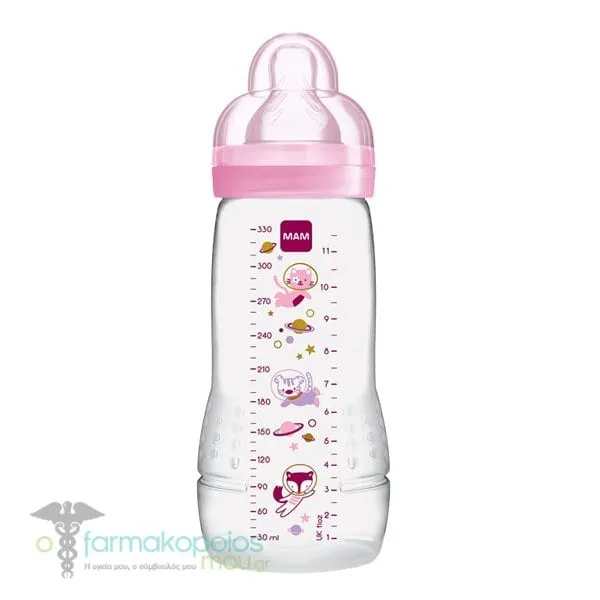 Mam Easy Active Silicone Baby Bottle 4m+, 330ml - Ρόζ