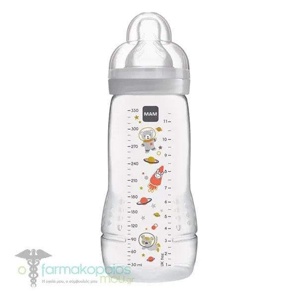 Mam Easy Active Silicone Baby Bottle 4m+, 330ml - Γκρί