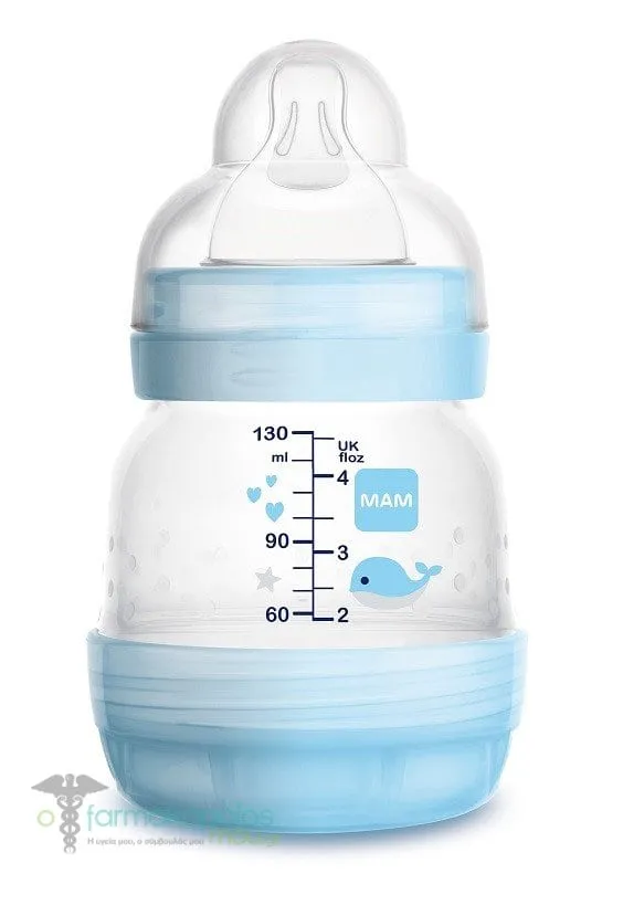 Mam Easy Start Anti-Colic Baby Bottle 0m+, 130ml - Μπλέ