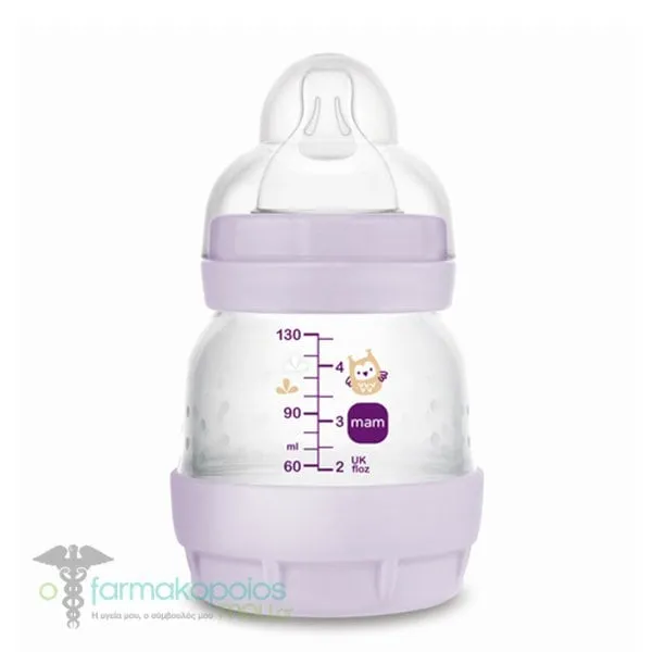 Mam Easy Start Anti-Colic Baby Bottle 0m+, 130ml - Λίλα