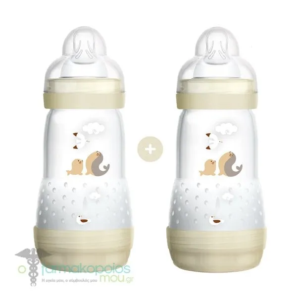 Mam Σετ Μπιμπερό Easy Start™ Anti-Colic για 2m+, 2 x 260ml - Άσπρο-Φώκια