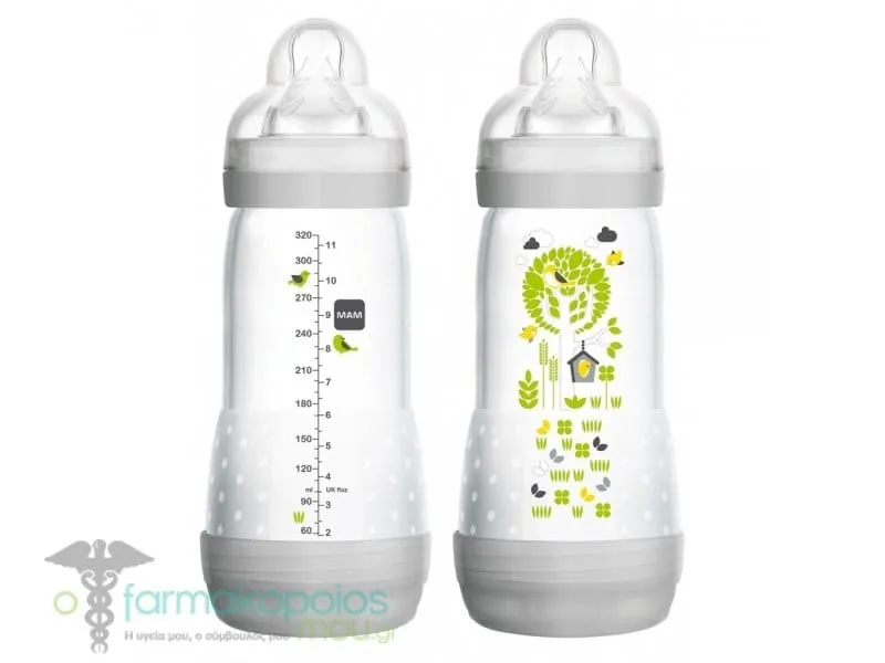 Mam Σετ Baby Bottle Easy Start™ Anti-Colic για 2m+, 2 x 260ml - Γκρί