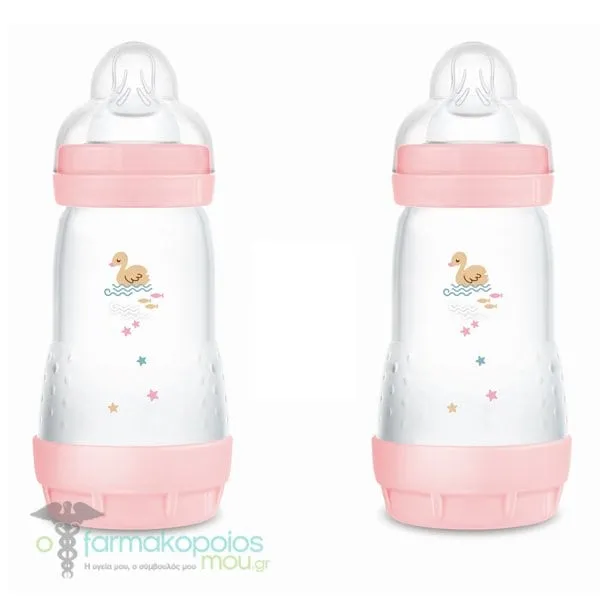 Mam Σετ Baby Bottle Easy Start™ Anti-Colic για 2m+, 2 x 260ml - Ροζ Παπάκι